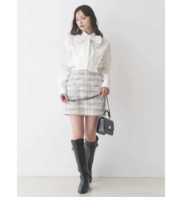 MERCURYDUO「配色ステッチビッグリボンセットシャツ」|シャツ・ブラウス|