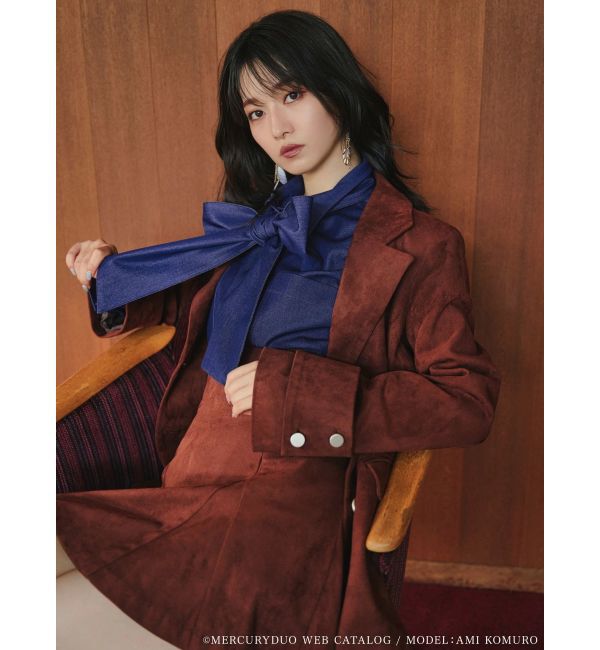 MERCURYDUO「配色ステッチビッグリボンセットシャツ」|シャツ・ブラウス|インディゴ