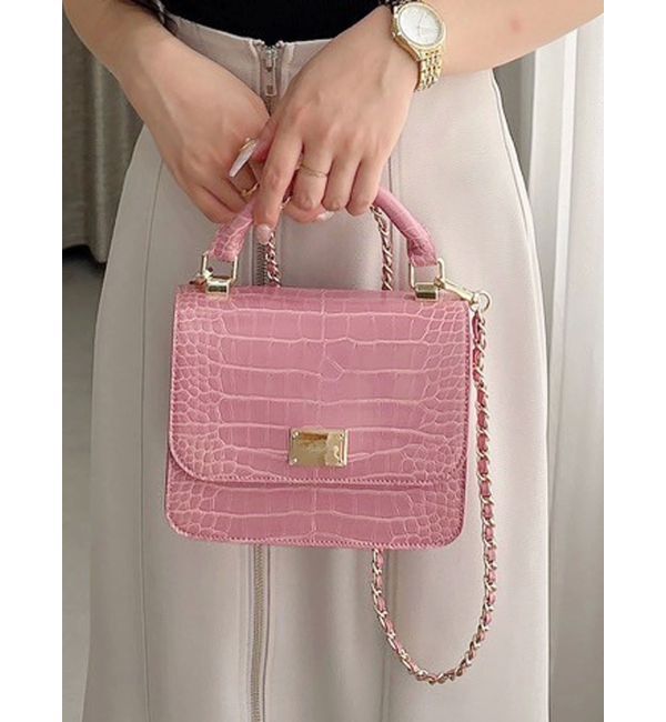 MERCURYDUO「クロコミニバッグ」|ハンドバッグ|ピンク