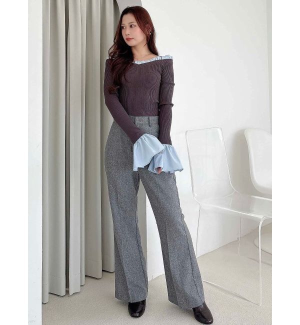 MERCURYDUO「ウールライクセンタープレスワイドパンツ」|その他|