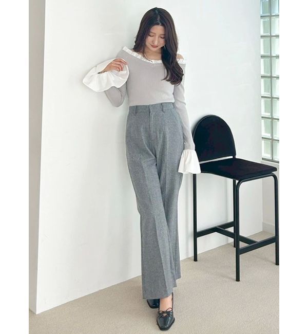 MERCURYDUO「ウールライクセンタープレスワイドパンツ」|その他|