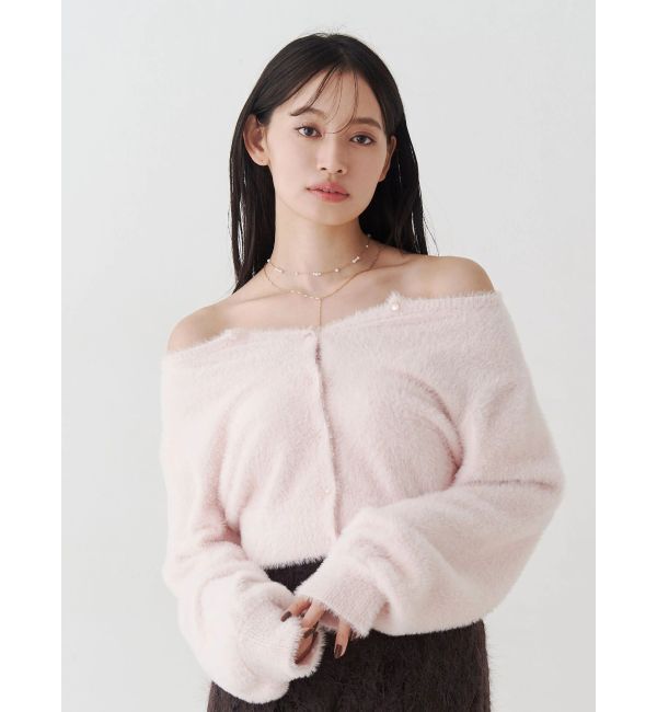 MERCURYDUO「ミニシャギークルーネックカーディガン」|カーディガン|
