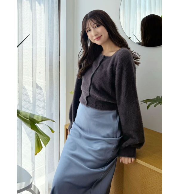 MERCURYDUO「ミニシャギークルーネックカーディガン」|カーディガン|