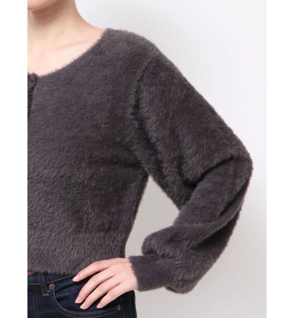 MERCURYDUO「ミニシャギークルーネックカーディガン」|カーディガン|