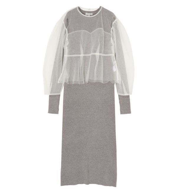 MERCURYDUO「【OUNNOUN】チュールブラウスレイヤードワンピ」|ワンピース|