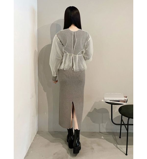 MERCURYDUO「【OUNNOUN】チュールブラウスレイヤードワンピ」|ワンピース|