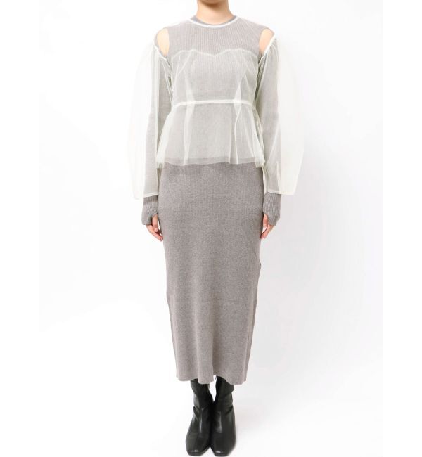 MERCURYDUO「【OUNNOUN】チュールブラウスレイヤードワンピ」|ワンピース|