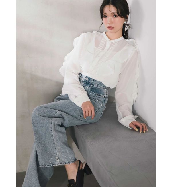 MERCURYDUO「パールデニムパンツ」|デニム|