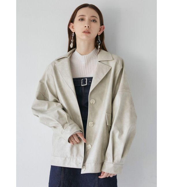 MURUA「フェイクレザーミドルジャケット」|ブルゾン・スタジャン|