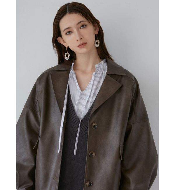 MURUA「フェイクレザーミドルジャケット」|ブルゾン・スタジャン|