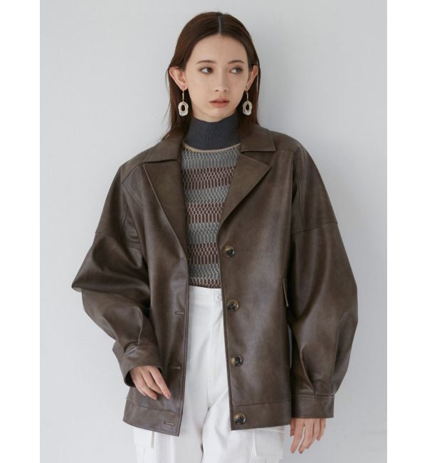 MURUA「フェイクレザーミドルジャケット」|ブルゾン・スタジャン|