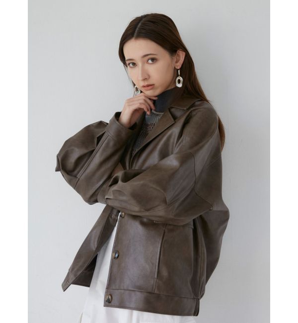 MURUA「フェイクレザーミドルジャケット」|ブルゾン・スタジャン|