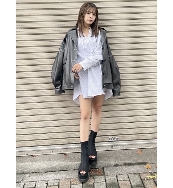 MURUA「フェイクレザーミドルジャケット」|ブルゾン・スタジャン|