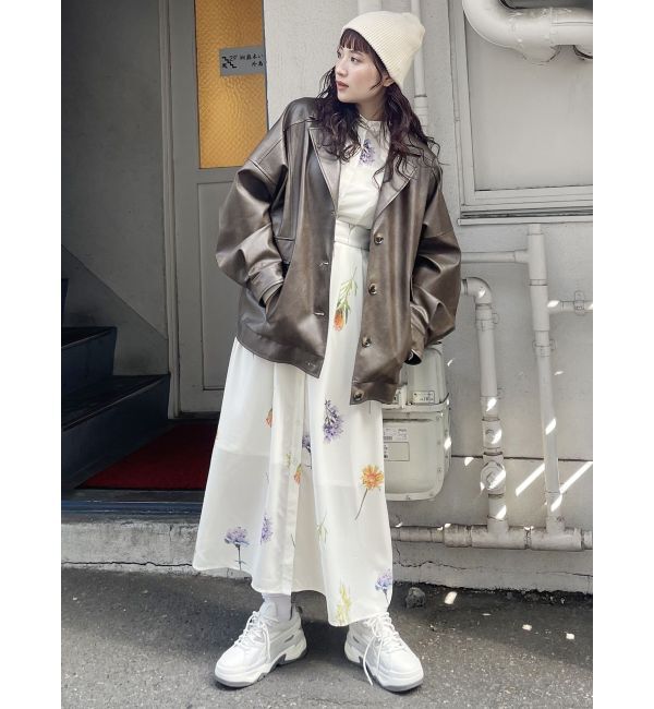 MURUA「フェイクレザーミドルジャケット」|ブルゾン・スタジャン|