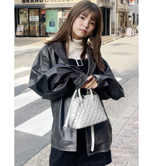 MURUA「フェイクレザーミドルジャケット」|ブルゾン・スタジャン|