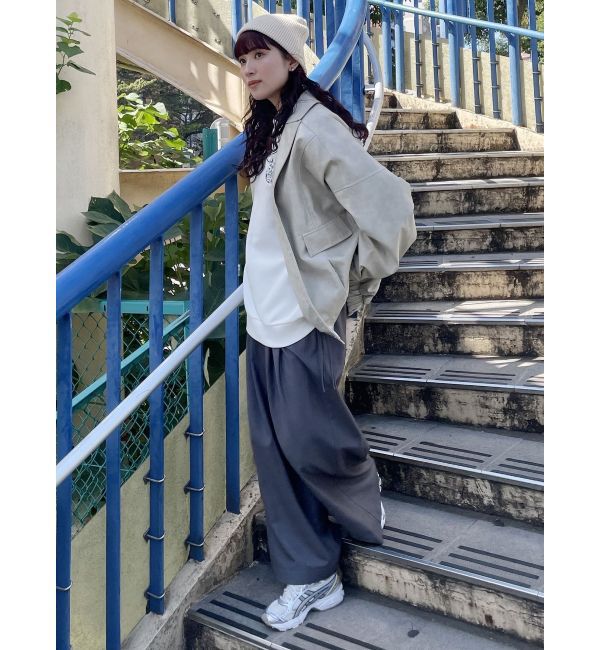 MURUA「フェイクレザーミドルジャケット」|ブルゾン・スタジャン|