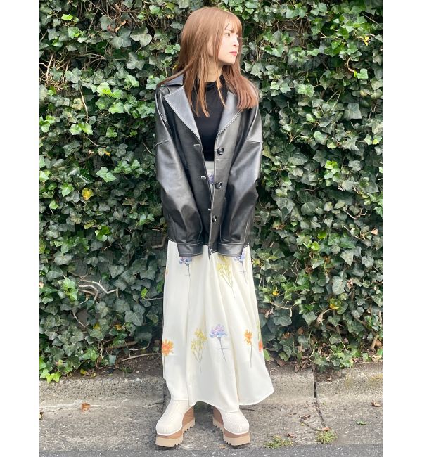 MURUA「フェイクレザーミドルジャケット」|ブルゾン・スタジャン|