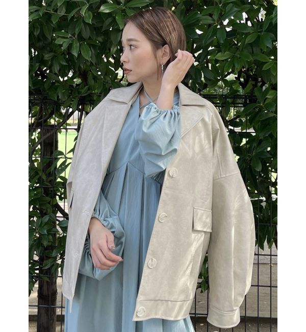 MURUA「フェイクレザーミドルジャケット」|ブルゾン・スタジャン|