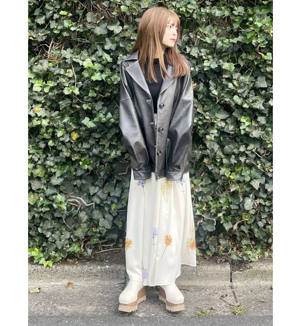 MURUA「フェイクレザーミドルジャケット」|ブルゾン・スタジャン|