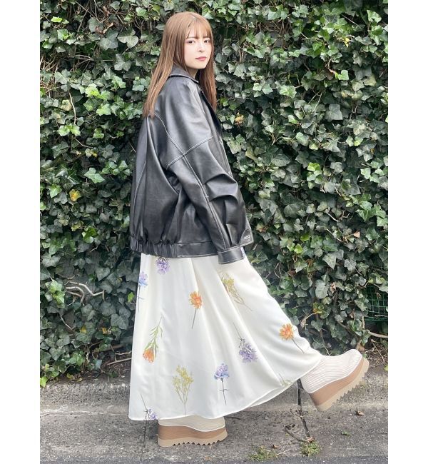 MURUA「フェイクレザーミドルジャケット」|ブルゾン・スタジャン|