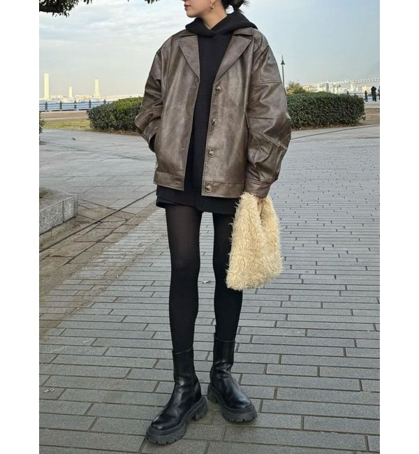 MURUA「フェイクレザーミドルジャケット」|ブルゾン・スタジャン|