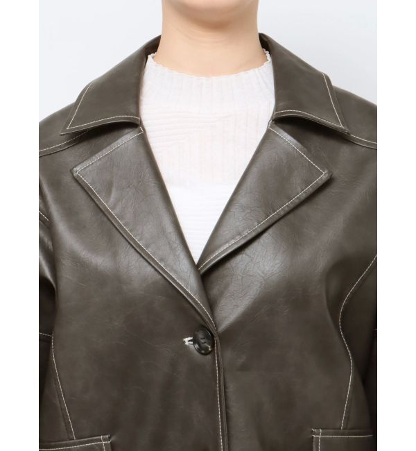 MURUA「フェイクレザーミドルジャケット」|ブルゾン・スタジャン|