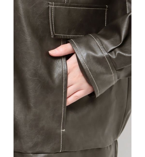 MURUA「フェイクレザーミドルジャケット」|ブルゾン・スタジャン|