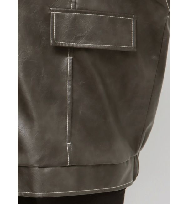 MURUA「フェイクレザーミドルジャケット」|ブルゾン・スタジャン|