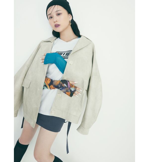 MURUA「フェイクレザーミドルジャケット」|ブルゾン・スタジャン|