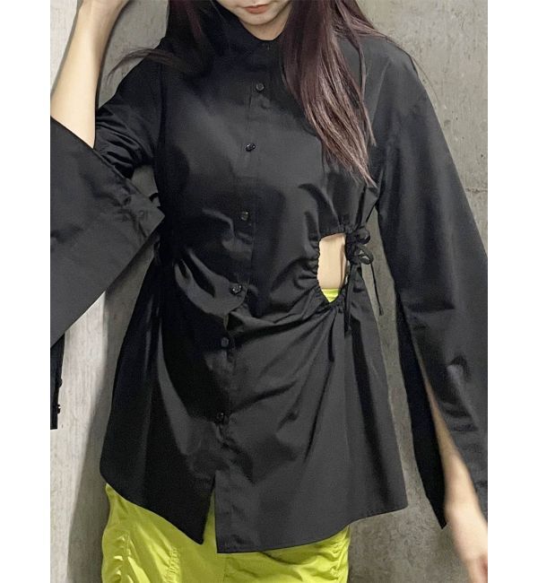 MURUA「サイドホールギャザーシャツ【WEB限定】【ブラウス】」|シャツ・ブラウス|ブラック