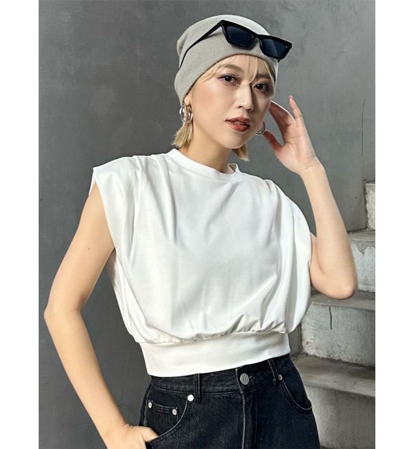 MURUA「タックワイドショルダートップス」|Tシャツ・カットソー|