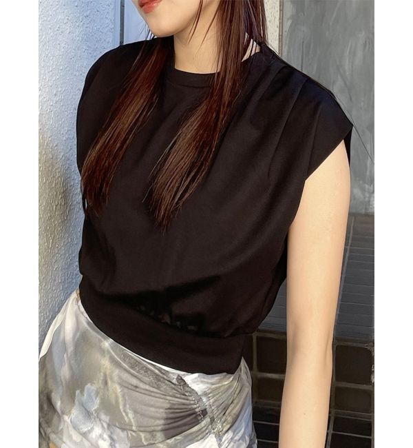 MURUA「タックワイドショルダートップス」|Tシャツ・カットソー|ブラック