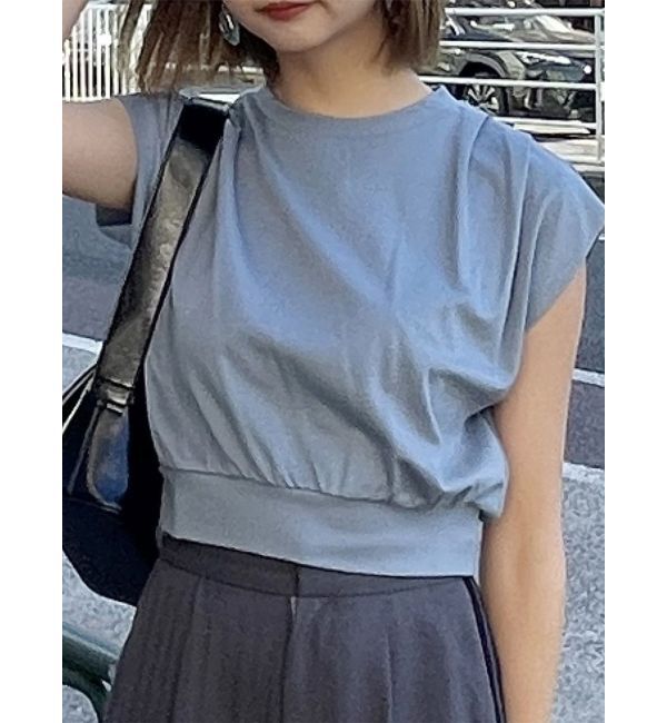MURUA「タックワイドショルダートップス」|Tシャツ・カットソー|ブルー