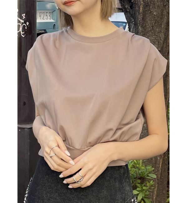 MURUA「タックワイドショルダートップス」|Tシャツ・カットソー|モカ