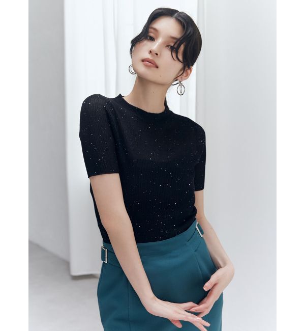 MURUA「スパンコールハーフスリーブニット」|ニット・セーター|