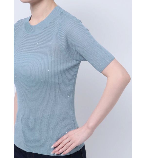 MURUA「スパンコールハーフスリーブニット」|ニット・セーター|