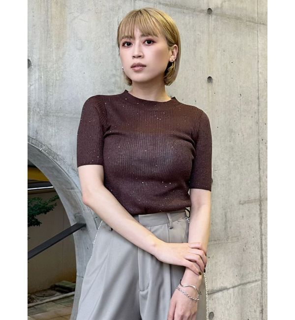 MURUA「スパンコールハーフスリーブニット」|ニット・セーター|
