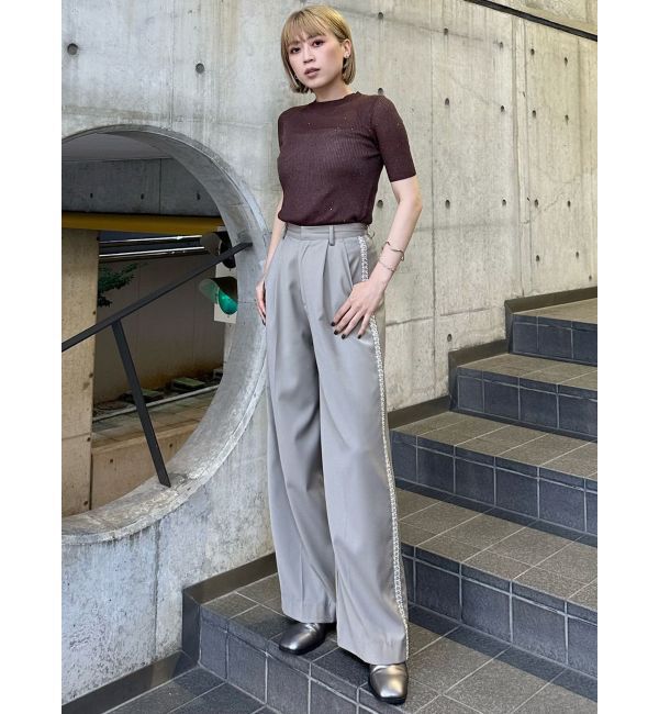 MURUA「スパンコールハーフスリーブニット」|ニット・セーター|