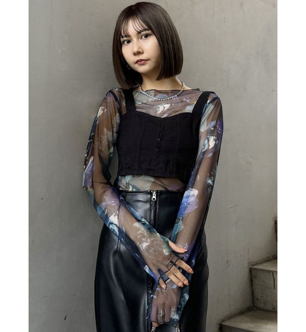 MURUA「ペイントチュールトップス【WEB限定】」|Tシャツ・カットソー|