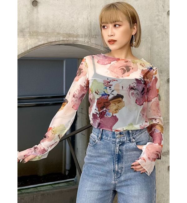 MURUA「ペイントチュールトップス【WEB限定】」|Tシャツ・カットソー|