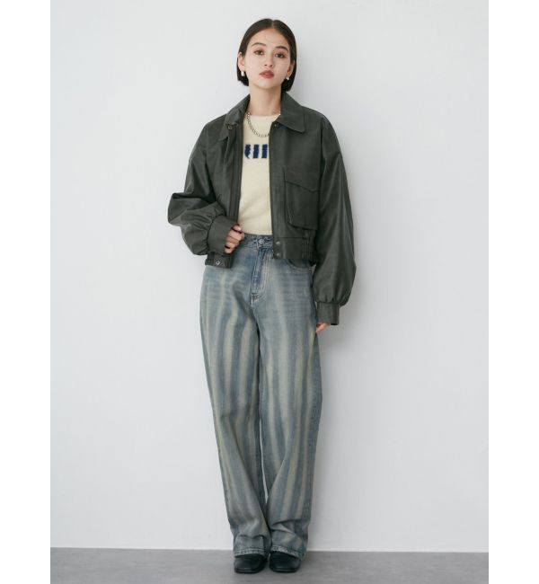 MURUA「フェイクレザーフライトジャケット」|ブルゾン・スタジャン|