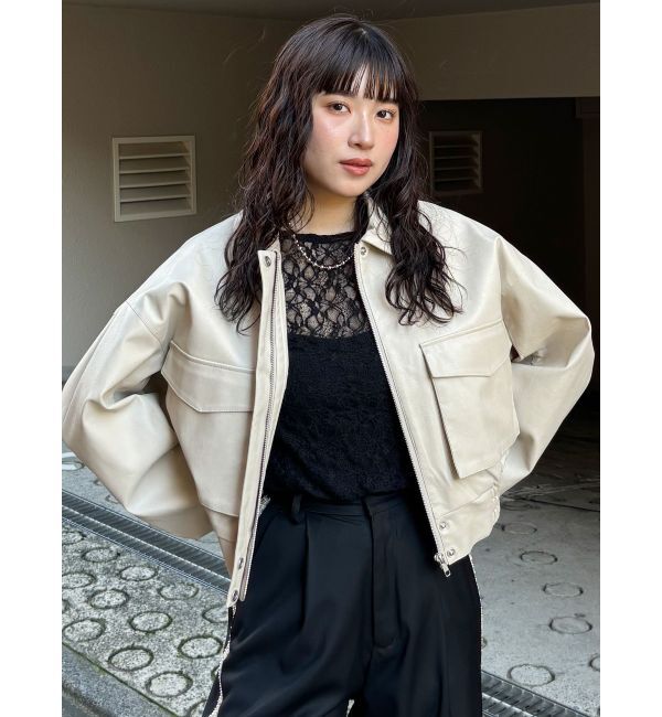 MURUA「フェイクレザーフライトジャケット」|ブルゾン・スタジャン|