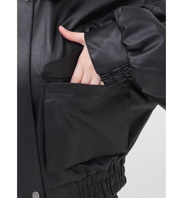 MURUA「フェイクレザーフライトジャケット」|ブルゾン・スタジャン|