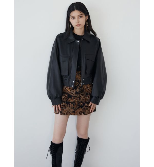 MURUA「フェイクレザーフライトジャケット」|ブルゾン・スタジャン|