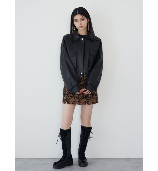 MURUA「フェイクレザーフライトジャケット」|ブルゾン・スタジャン|