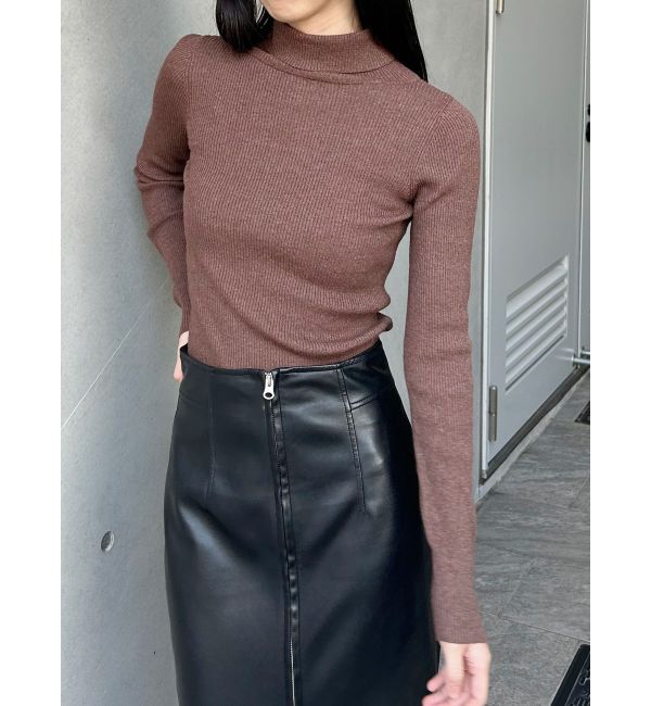 MURUA「ルーズネックミニマルタートル」|ニット・セーター|ブラウン