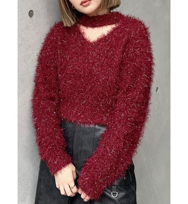 MURUA「フェザーチョーカーニット」|ニット・セーター|ボルドー