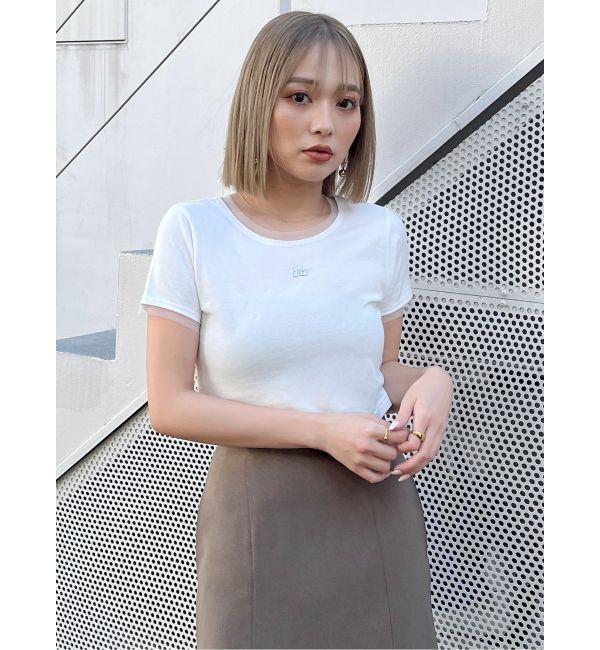 MURUA「チュールトリムコンパクトTシャツ」|Tシャツ・カットソー|