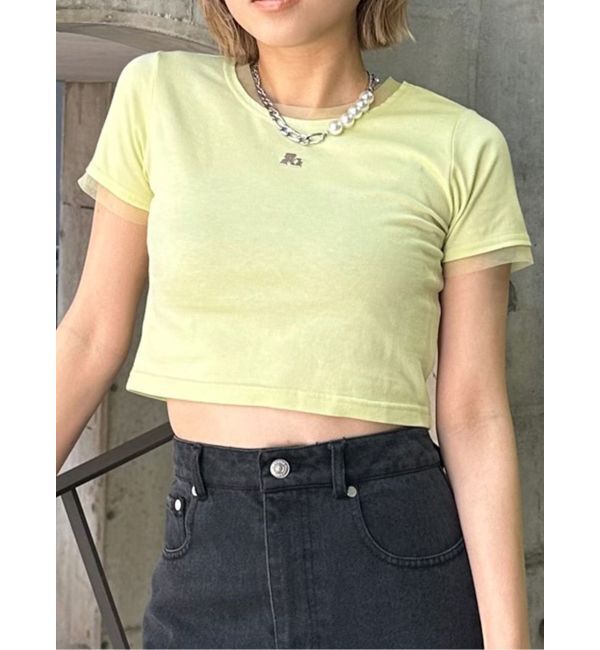 MURUA「チュールトリムコンパクトTシャツ」|Tシャツ・カットソー|イエロー