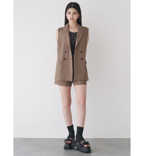 MURUA「ピークドラペルダブルミドルジレ」|ベスト・ジレ|